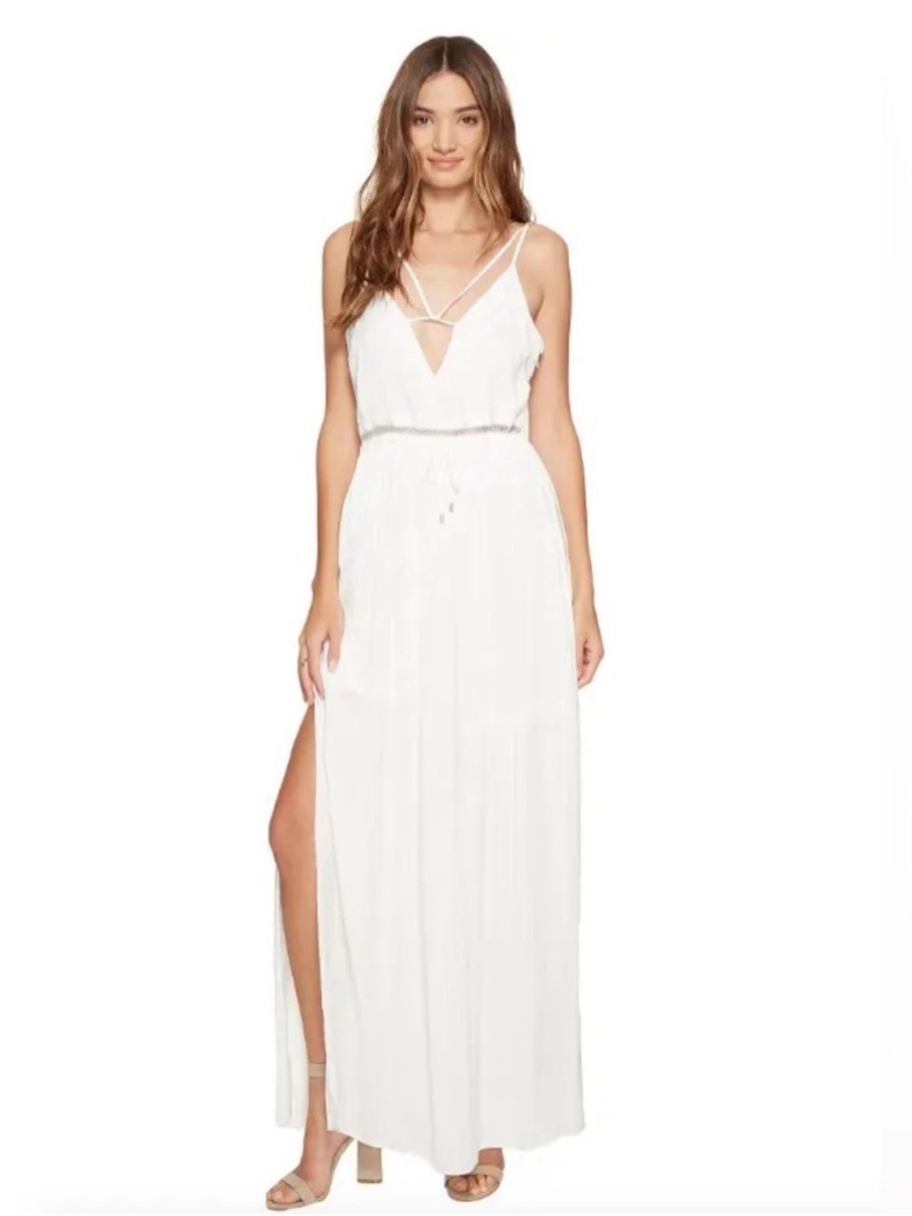 Dolce Vita White Strappy V-Neck Maxi Dress